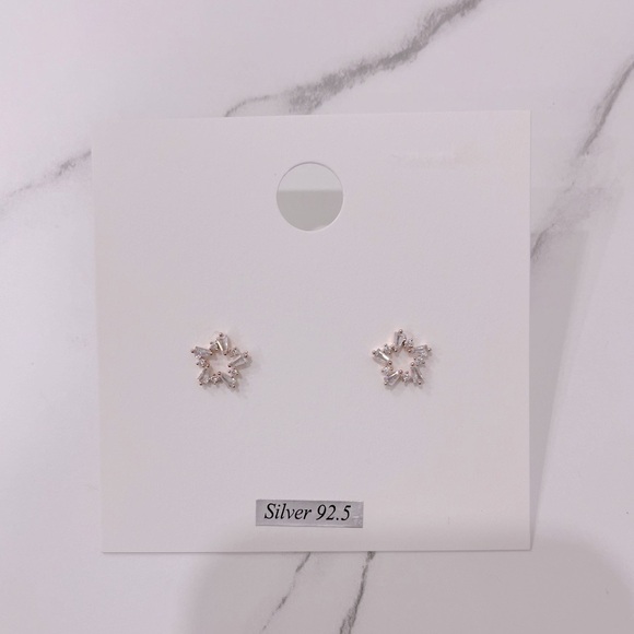 Rose Gold Diamond Stone Sterling Silver Earrings - Picture 2 of 3